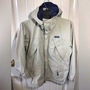 Vintage 🏔 Patagonia Storm Hooded Rain Jacket Men's XS Waterproof Shell Beige